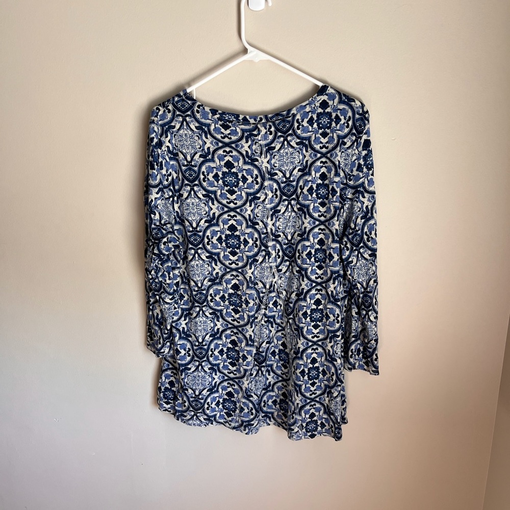 Lucky Brand Blue and White Long Sleeve Top - Picture 3 of 7